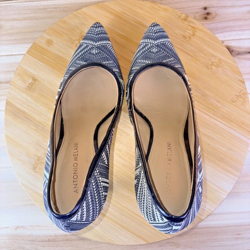 Antonio Melani Heels Womens 9 M Black and White Geometric Stiletto Pumps